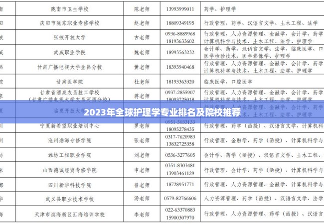 2023年全球护理学专业排名及院校推荐