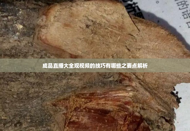 成品直播大全观视频的技巧有哪些之要点解析