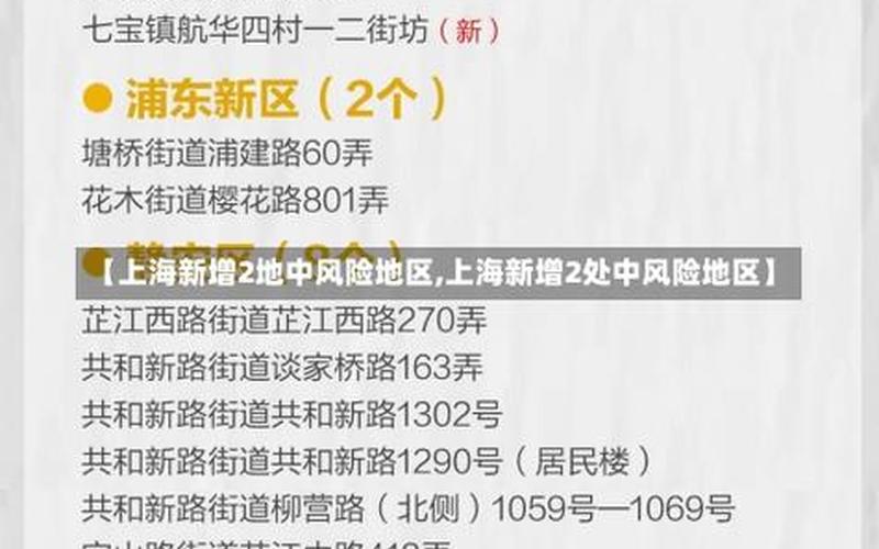 上海浦东区最新疫情上海浦东区最新疫情情况，上海一地调整为中风险地区,上海增2处中风险区